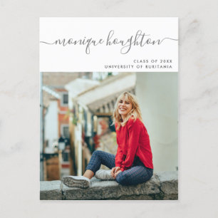 Minimalist Handwritten Name Photo Graduation Party Invitation Postcard