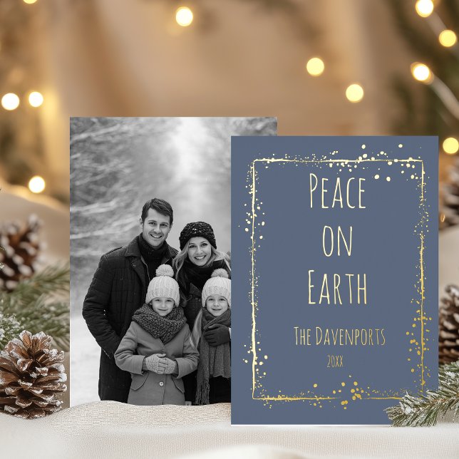 Minimalist Handwritten Peace On Earth Foil Holiday Card (Creator Uploaded)