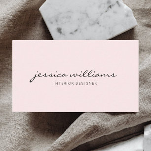 Minimalist Handwritten Professional Blush Pink Business Card