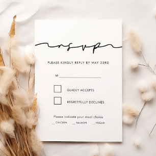 Minimalist handwritten RSVP card with meal choice
