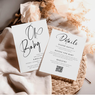 Minimalist Handwritten Script All in One Qr-code Invitation