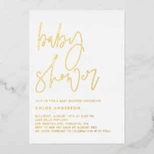 Minimalist Handwritten Script Black Baby Shower