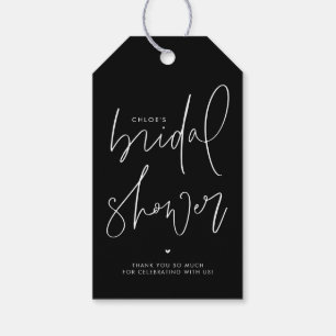 Minimalist Handwritten Script Black Bridal Shower Gift Tags