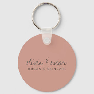 Minimalist Handwritten Script Dusty Rose Business  Key Ring
