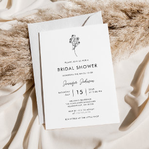Minimalist Handwritten Script Floral Bridal Shower Invitation