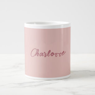 Minimalist Handwritten Script Name Rose Gold Large Coffee Mug