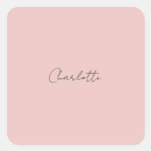 Minimalist Handwritten Script Name Rose Gold Square Sticker