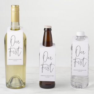 Minimalist Handwritten Script Our First Bottle Tag