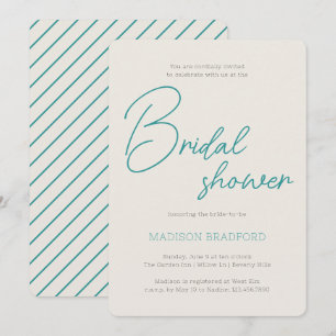 Minimalist Handwritten Script Teal Bridal Shower Invitation