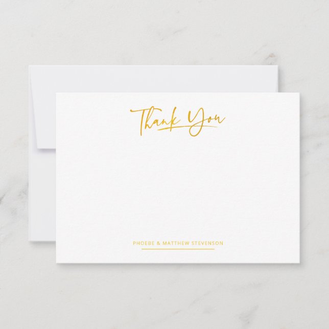 Minimalist Handwritten Script Thank You Card (Front)