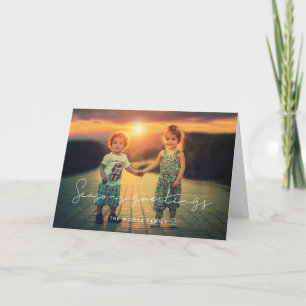 Minimalist Handwritten Season's Greetings Photo Holiday Card