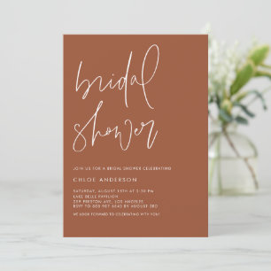 Minimalist Handwritten Terracotta Bridal Shower Invitation