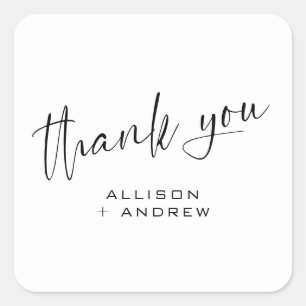 Minimalist Handwritten Thank You Wedding Sticker