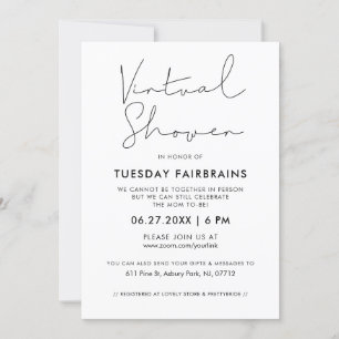 Minimalist handwritten Virtual baby shower Invitation