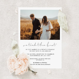 Minimalist handwritten We tied the knot photo card