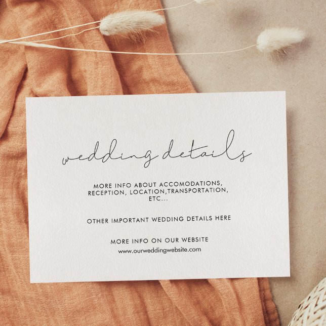 Minimalist handwritten wedding details card (Minimalist handwritten wedding details card)
