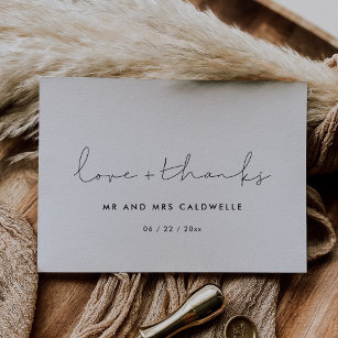 Minimalist handwritten wedding Love & thanks card
