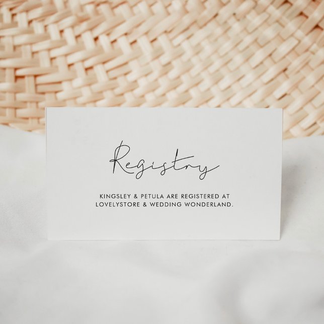 Minimalist handwritten wedding registry card (Minimalist handwritten wedding registry card)