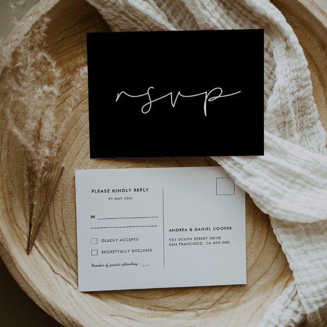 Minimalist handwritten wedding RSVP Postcard (Minimalist handwritten wedding RSVP Postcard)