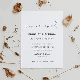 Minimalist handwritten Wedding Vow renewal Invitation