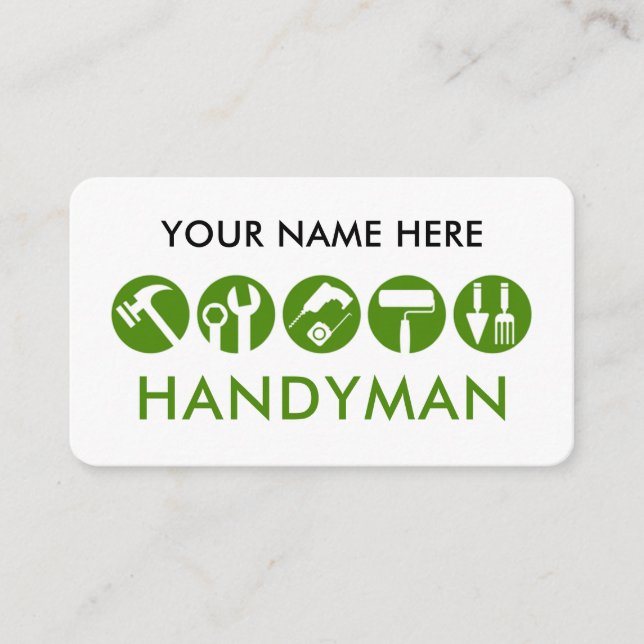 Minimalist Handyman Tools Icon Business Card (Front)