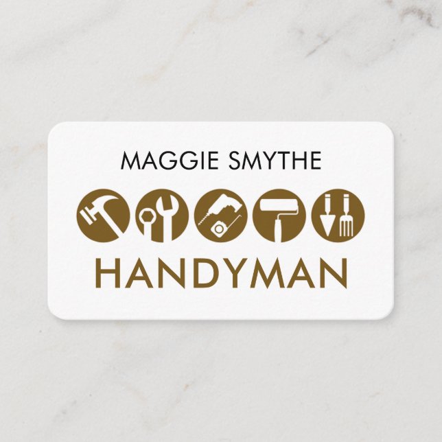 Minimalist Handyman Tools Icon Business Card (Front)
