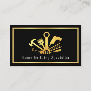 Minimalist Handyman Tools In Gold Frame Business Card