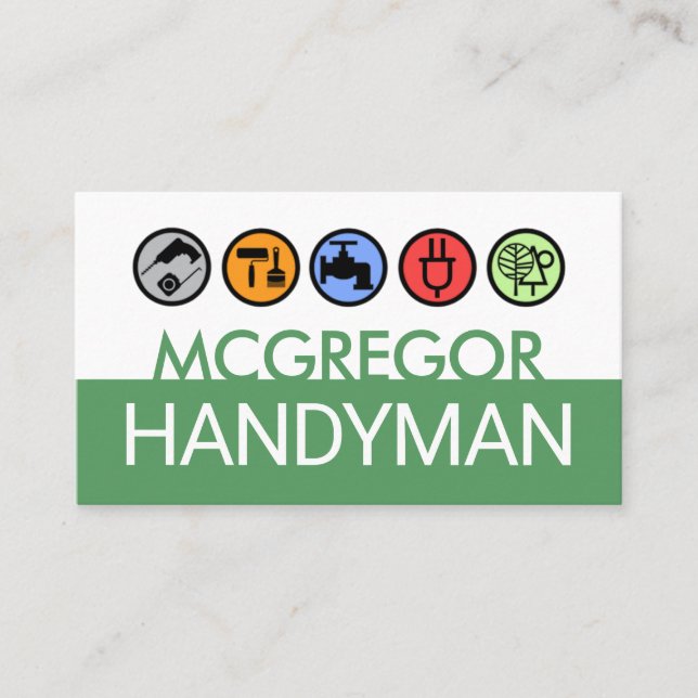 Minimalist Handyman Tools Layer Business Card (Front)