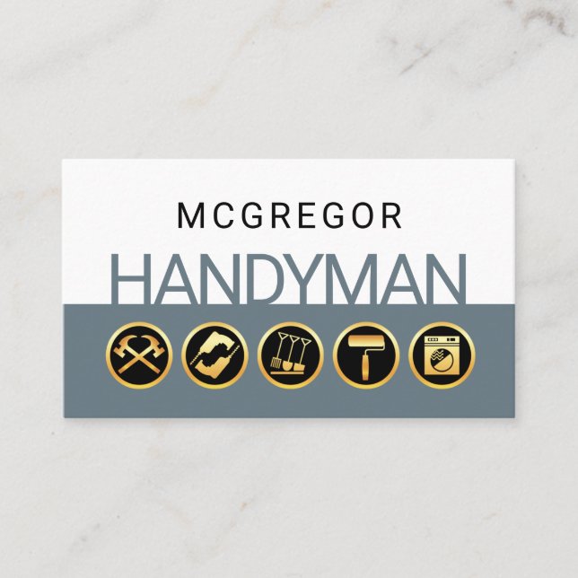 Minimalist Handyman Tools Layer Business Card (Front)