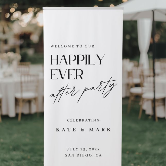 Minimalist Happily Ever After Party Welcome Retractable Banner (Creator Uploaded)