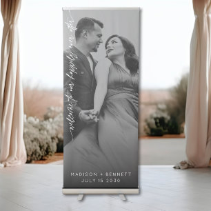 Minimalist Happily Ever After Welcome Wedding Retractable Banner