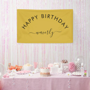 Minimalist Happy Birthday Classic Gold Banner