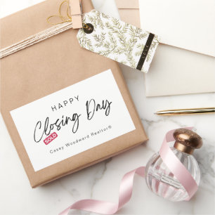 Minimalist Happy Closing Day from Realtor Custom  Rectangular Sticker