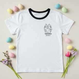 Minimalist Happy Easter Bunny with Custom Name T-Shirt