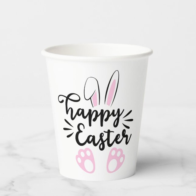 Minimalist Happy Easter Paper Cups (Front)