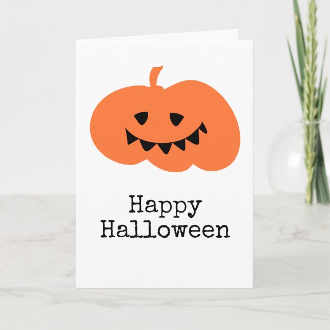 Minimalist Happy Halloween Pumpkin Greeting Card (Front)