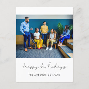 Minimalist Happy Holidays Corporate business photo Postcard