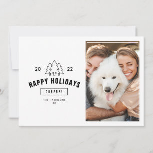 Minimalist Happy Holidays Couple Multi Photo Dog Holiday Card