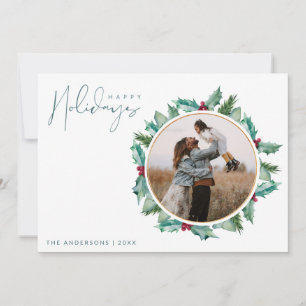 Minimalist Happy Holidays Photo Christmas  Holiday Card