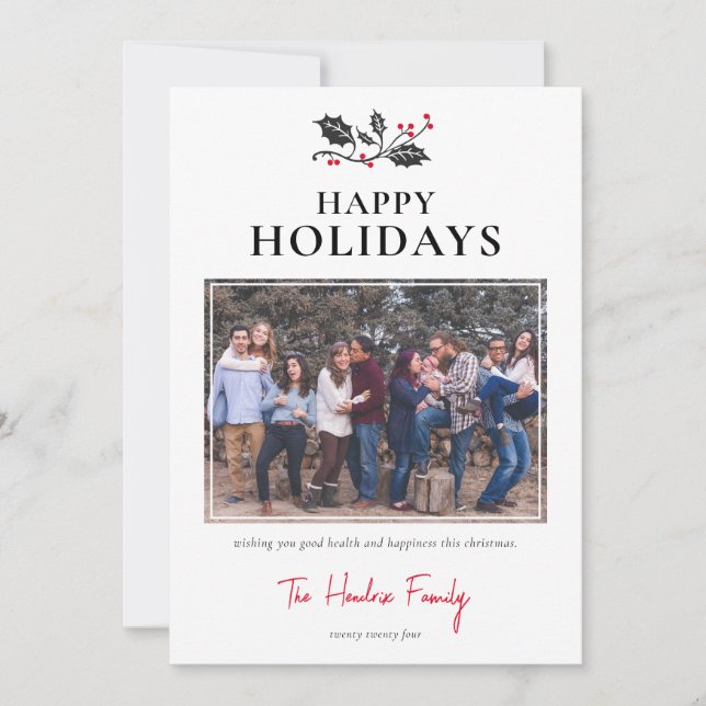 Minimalist Happy Holidays Photo Christmas Holiday Card (Front)