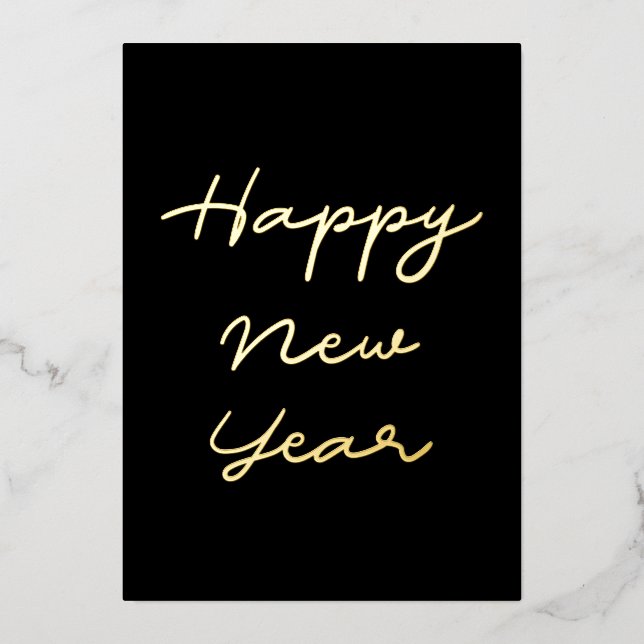 Minimalist Happy New Year Foil Holiday Card (Front)