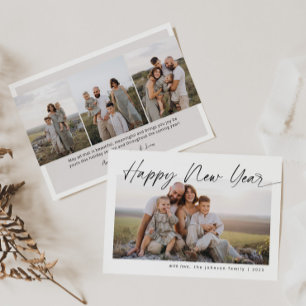 Minimalist Happy New Year Modern Script Christmas Holiday Card