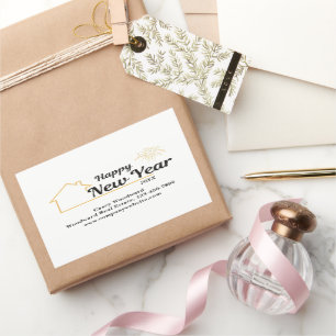 Minimalist Happy New Year   Real Estate Branding  Rectangular Sticker