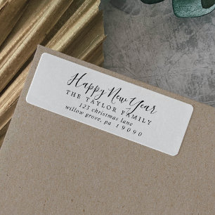Minimalist Happy New Year Return Address Label