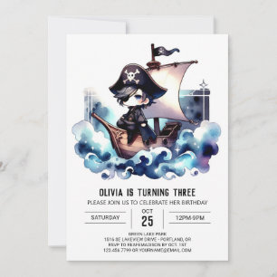 Minimalist Happy Pirate Birthday Invitation