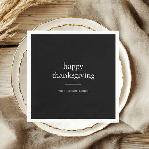Minimalist Happy Thanksgiving Personalised Napkin