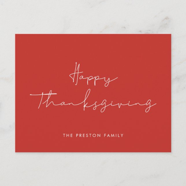 Minimalist Happy Thanksgiving Postcard (Front)
