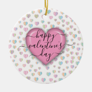 Minimalist Happy Valentine’s Day Ceramic Tree Decoration