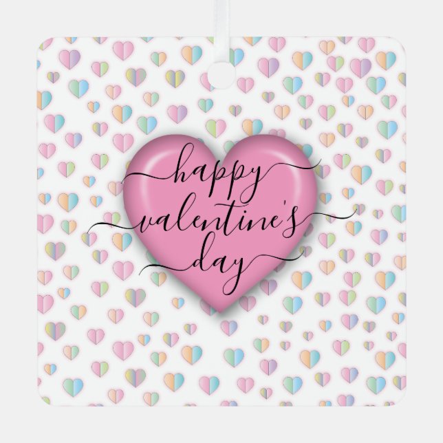 Minimalist Happy Valentine’s Day Metal Tree Decoration (Front)