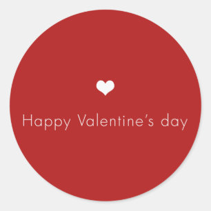 minimalist Happy Valentine's Day Classic Round Sticker